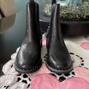 Sam Edelman Black Leather Ankle Boots with Studded Detail